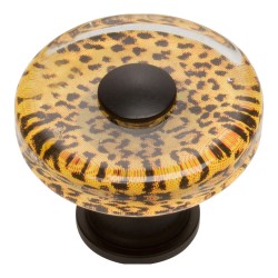 Atlas 3231-BL Cheetah Glass Round Cabinet Knob, Matte Black, 1-1/2"