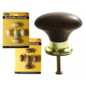 Value Brand 10861B 10861 5 Piece Wood Round Cabinet Knobs w/ Brass Base
