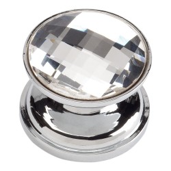 Atlas 3197-CH Crystal Large Round Cabinet Knob, Polished Chrome, 7/8"
