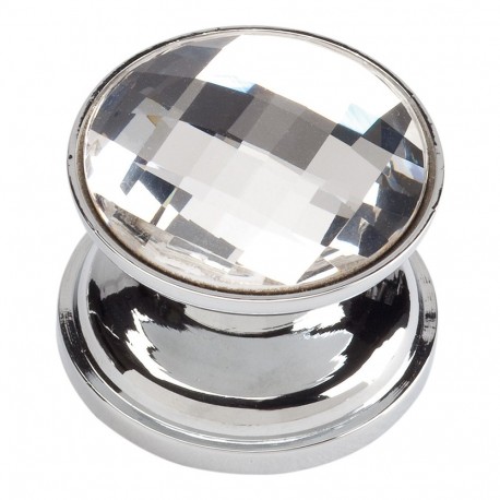 Atlas 3197-CH Crystal Large Round Knob, Size- 7/8", Polished Chrome