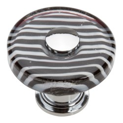 Atlas 3224-CH Zebra Glass Round Cabinet Knob, Polished Chrome, 1-1/2"
