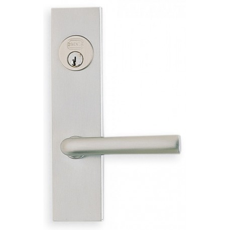 Omnia 4368A00L10 Exterior Modern Mortise Entrance Lever Lockset w/ Plate - Solid Brass