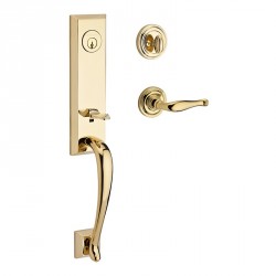 Baldwin Reserve Del Mar Handleset - Decorative Lever, Traditional Round Rose - Polished Brass (003)