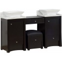 American Imaginations AI-1631 Birch Wood-Veneer Vanity Set In Distressed Antique Walnut