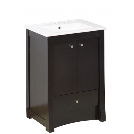American Imaginations AI-1657 Birch Wood-Veneer Vanity Set In Distressed Antique Walnut