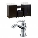 American Imaginations AI-10654 Birch Wood-Veneer Vanity Set In Distressed Antique Walnut With Single Hole CUPC Faucet