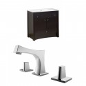 American Imaginations AI-10765 Birch Wood-Veneer Vanity Set In Distressed Antique Walnut With 8-in. o.c. CUPC Faucet