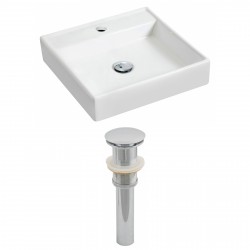 American Imaginations AI-14831 Square Vessel Set In White Color And Drain