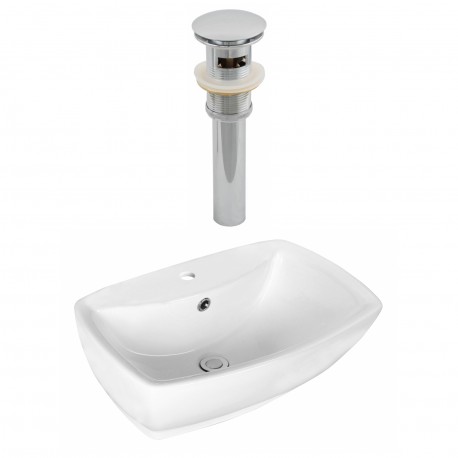 American Imaginations AI-14874 Rectangle Vessel Set In White Color And Drain