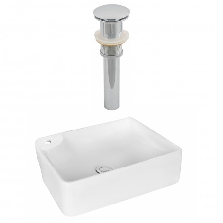 American Imaginations AI-14883 Rectangle Vessel Set In White Color And Drain
