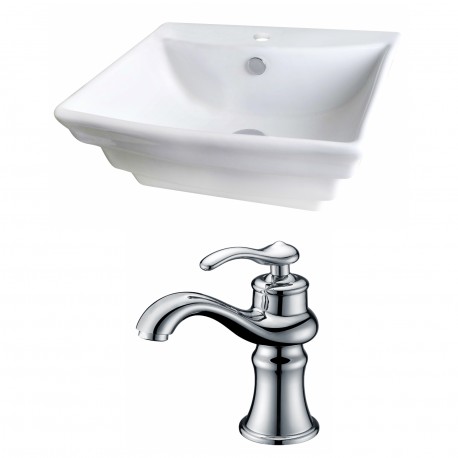 American Imaginations AI-14910 Rectangle Vessel Set In White Color With Single Hole CUPC Faucet