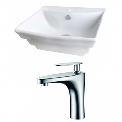 American Imaginations AI-14911 Rectangle Vessel Set In White Color With Single Hole CUPC Faucet