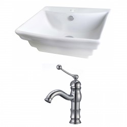 American Imaginations AI-14915 Rectangle Vessel Set In White Color With Single Hole CUPC Faucet