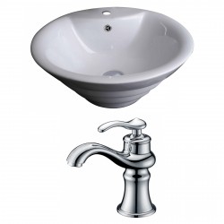American Imaginations AI-14917 Round Vessel Set In White Color With Single Hole CUPC Faucet