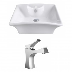 American Imaginations AI-14923 Rectangle Vessel Set In White Color With Single Hole CUPC Faucet