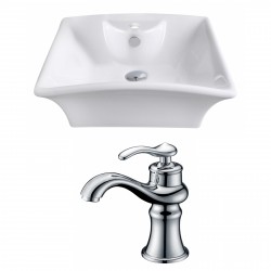 American Imaginations AI-14924 Rectangle Vessel Set In White Color With Single Hole CUPC Faucet