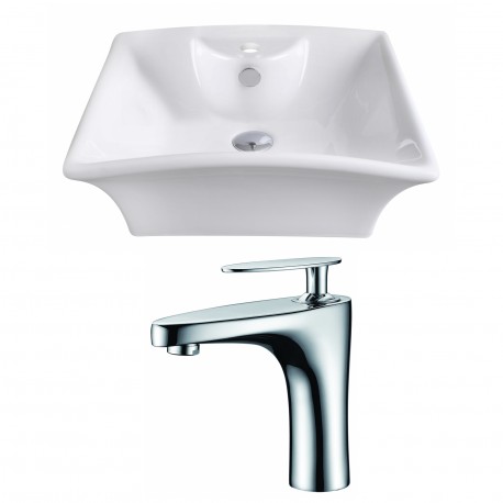 American Imaginations AI-14925 Rectangle Vessel Set In White Color With Single Hole CUPC Faucet