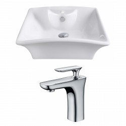 American Imaginations AI-14926 Rectangle Vessel Set In White Color With Single Hole CUPC Faucet