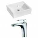 American Imaginations AI-14932 Rectangle Vessel Set In White Color With Single Hole CUPC Faucet