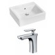 American Imaginations AI-14933 Rectangle Vessel Set In White Color With Single Hole CUPC Faucet