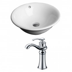 American Imaginations AI-14937 Round Vessel Set In White Color With Deck Mount CUPC Faucet