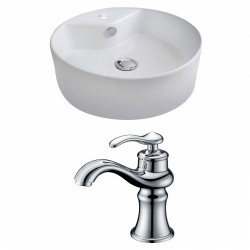 American Imaginations AI-14944 Round Vessel Set In White Color With Single Hole CUPC Faucet