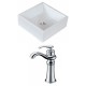 American Imaginations AI-14950 Square Vessel Set In White Color With Deck Mount CUPC Faucet