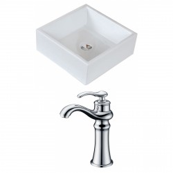 American Imaginations AI-14950 Square Vessel Set In White Color With Deck Mount CUPC Faucet