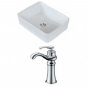 American Imaginations AI-14953 Rectangle Vessel Set In White Color With Deck Mount CUPC Faucet