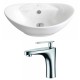 American Imaginations AI-14958 Oval Vessel Set In White Color With Single Hole CUPC Faucet