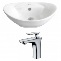 American Imaginations AI-14959 Oval Vessel Set In White Color With Single Hole CUPC Faucet