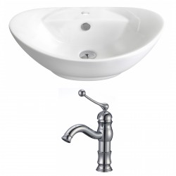 American Imaginations AI-14962 Oval Vessel Set In White Color With Single Hole CUPC Faucet