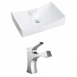 American Imaginations AI-14973 Rectangle Vessel Set In White Color With Single Hole CUPC Faucet