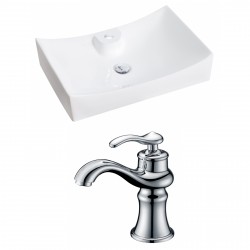 American Imaginations AI-14974 Rectangle Vessel Set In White Color With Single Hole CUPC Faucet