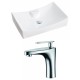 American Imaginations AI-14975 Rectangle Vessel Set In White Color With Single Hole CUPC Faucet