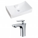 American Imaginations AI-14976 Rectangle Vessel Set In White Color With Single Hole CUPC Faucet