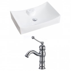 American Imaginations AI-14979 Rectangle Vessel Set In White Color With Single Hole CUPC Faucet