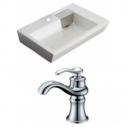 American Imaginations AI-14981 Rectangle Vessel Set In White Color With Single Hole CUPC Faucet