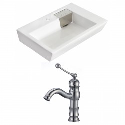 American Imaginations AI-14986 Rectangle Vessel Set In White Color With Single Hole CUPC Faucet