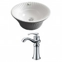 American Imaginations AI-14987 Round Vessel Set In White Color With Deck Mount CUPC Faucet