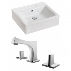 American Imaginations AI-15011 Rectangle Vessel Set In White Color With 8-in. o.c. CUPC Faucet