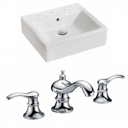 American Imaginations AI-15012 Rectangle Vessel Set In White Color With 8-in. o.c. CUPC Faucet