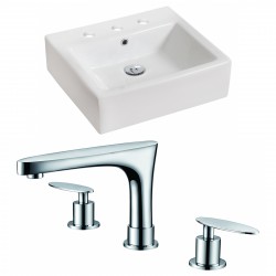 American Imaginations AI-15013 Rectangle Vessel Set In White Color With 8-in. o.c. CUPC Faucet