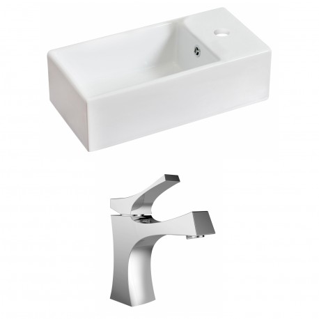 American Imaginations AI-15025 Rectangle Vessel Set In White Color With Single Hole CUPC Faucet