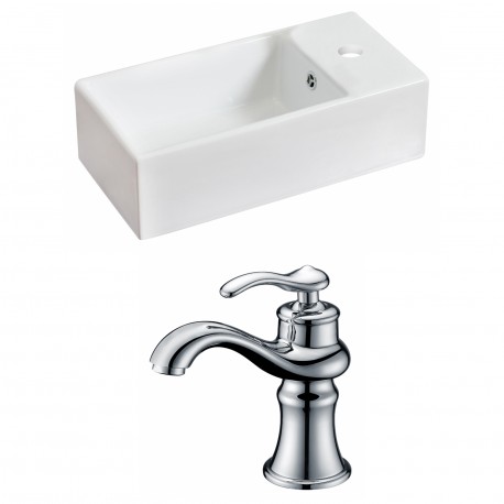 American Imaginations AI-15026 Rectangle Vessel Set In White Color With Single Hole CUPC Faucet