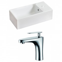 American Imaginations AI-15027 Rectangle Vessel Set In White Color With Single Hole CUPC Faucet