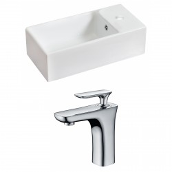 American Imaginations AI-15028 Rectangle Vessel Set In White Color With Single Hole CUPC Faucet