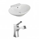 American Imaginations AI-15032 Oval Vessel Set In White Color With Single Hole CUPC Faucet