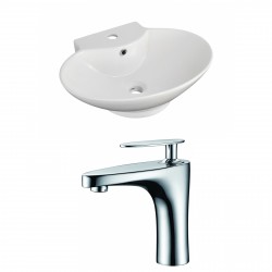 American Imaginations AI-15034 Oval Vessel Set In White Color With Single Hole CUPC Faucet