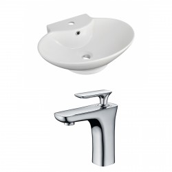 American Imaginations AI-15035 Oval Vessel Set In White Color With Single Hole CUPC Faucet